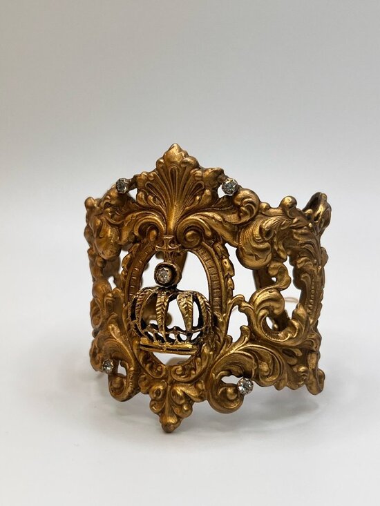 Virgins Saints & Angels Jewelry - Virgins Saints & Angels Gold Crown Cuff Bracelet Swarovski Crystals S/M